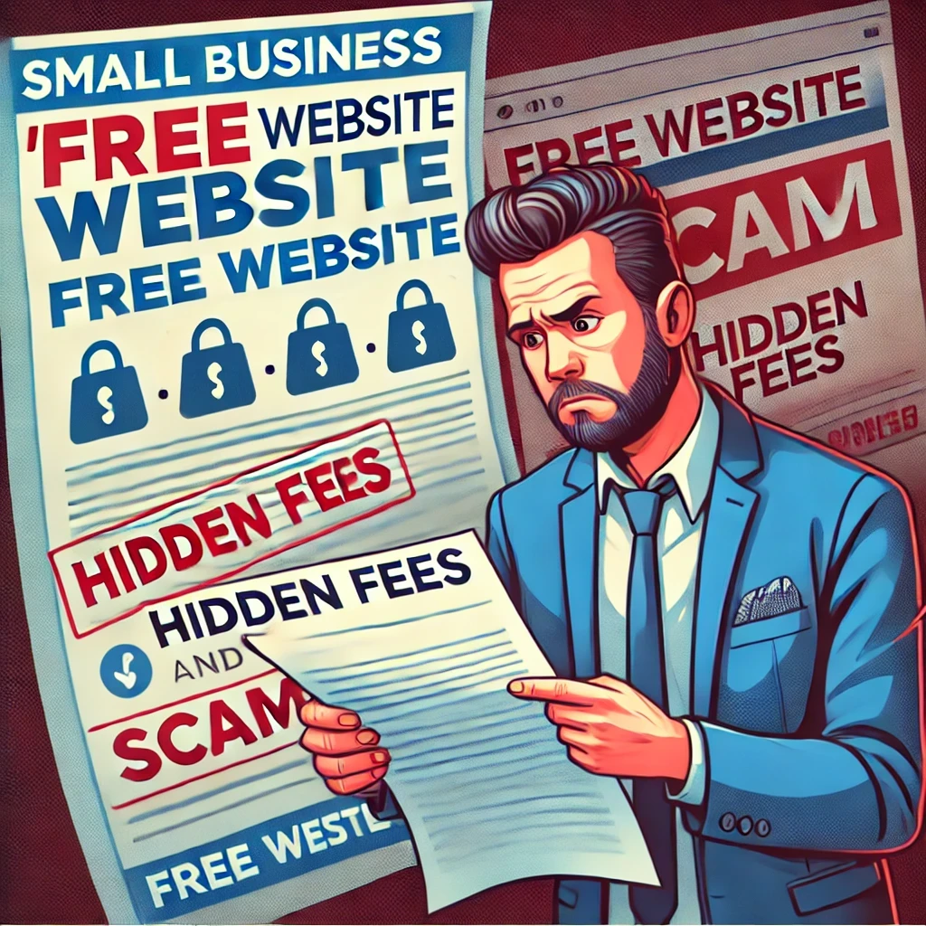 Man reads about hidden fees in website offers.